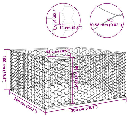 Outdoor Dog Kennel with Door 2x2x1 m Galvanised Steel
