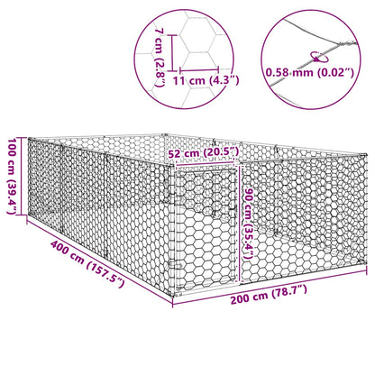 Outdoor Dog Kennel with Door 2x4x1 m Galvanised Steel