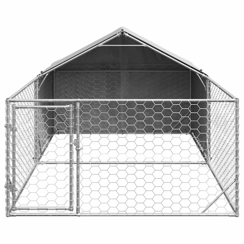 Outdoor Dog Kennel with Run 5x2x1.5 m Galvanised Steel