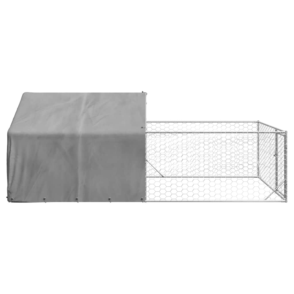 Outdoor Dog Kennel with Run 5x2x1.5 m Galvanised Steel