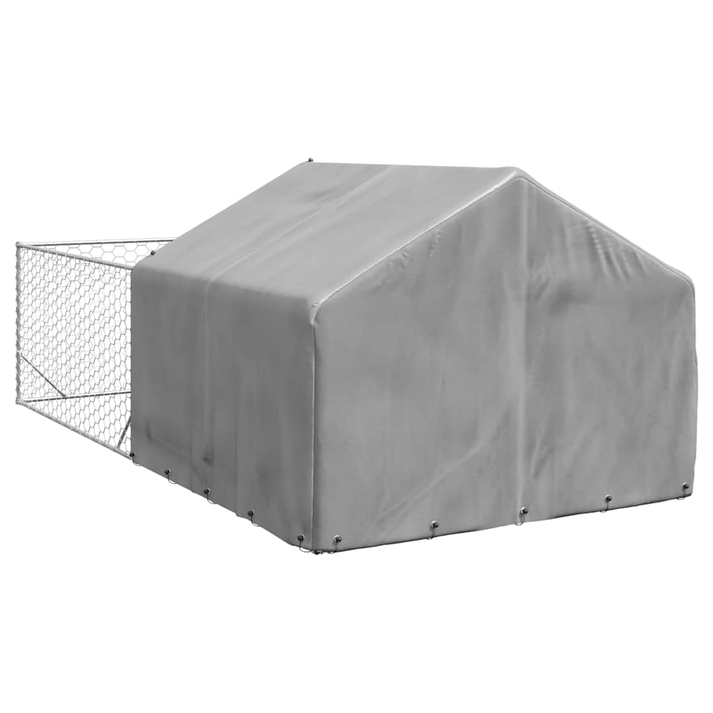Outdoor Dog Kennel with Run 5x2x1.5 m Galvanised Steel