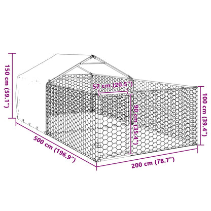 Outdoor Dog Kennel with Run 5x2x1.5 m Galvanised Steel