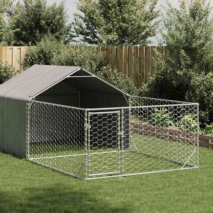 Outdoor Dog Kennel with Run 5x2x1.5 m Galvanised Steel