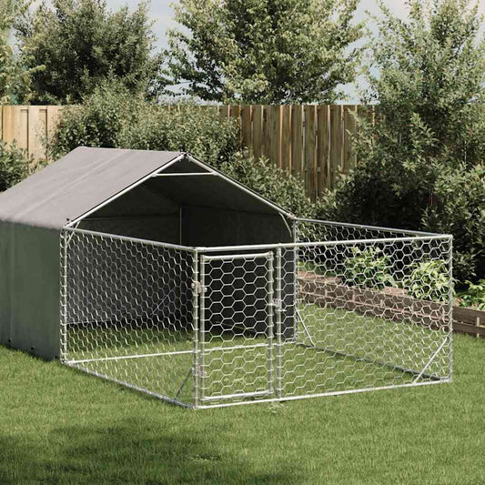 Outdoor Dog Kennel with Run 5x2x1.5 m Galvanised Steel