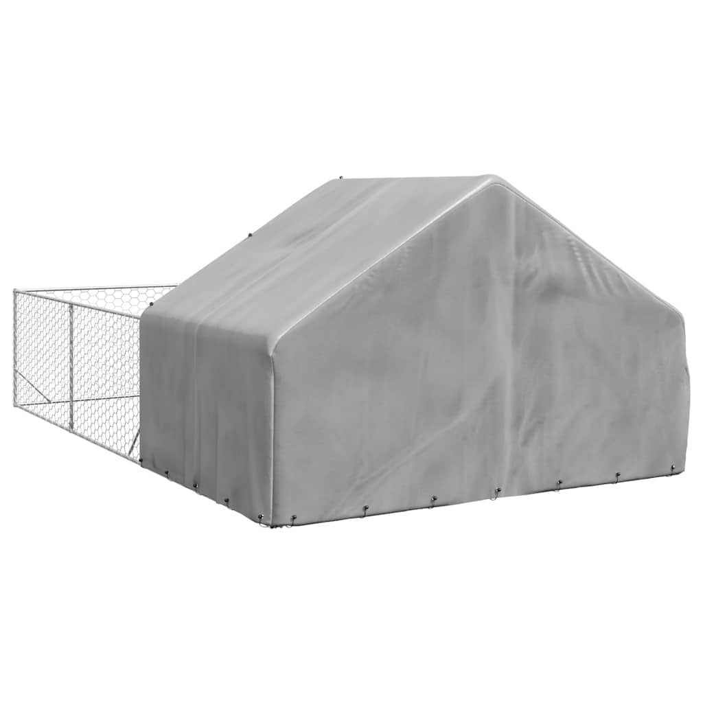 Outdoor Dog Kennel with Run 6x3x1.9 m Galvanised Steel