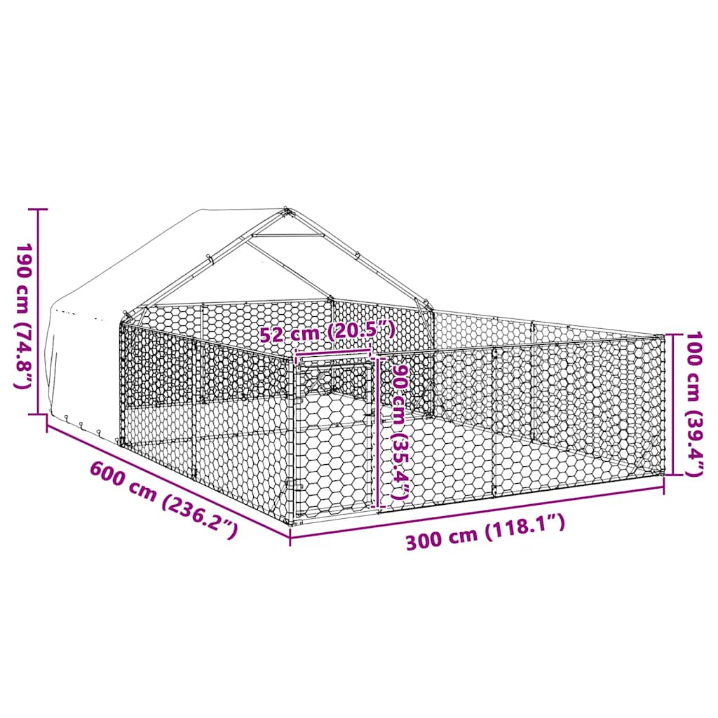 Outdoor Dog Kennel with Run 6x3x1.9 m Galvanised Steel