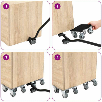 Furniture Rollers 4 pcs with Lifter 17.5x16x7.5 cm Steel 1600 kg