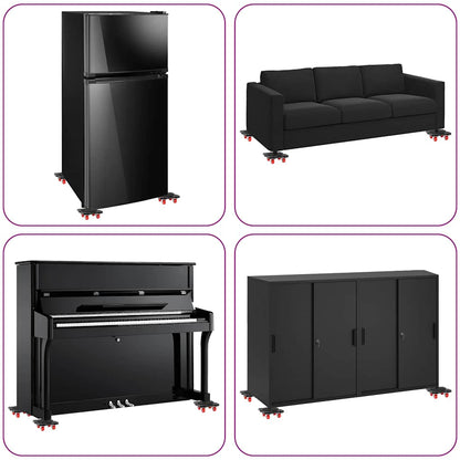 Furniture Rollers 4 pcs with Lifter Black 13.5x13.5x4.2 cm 300 kg
