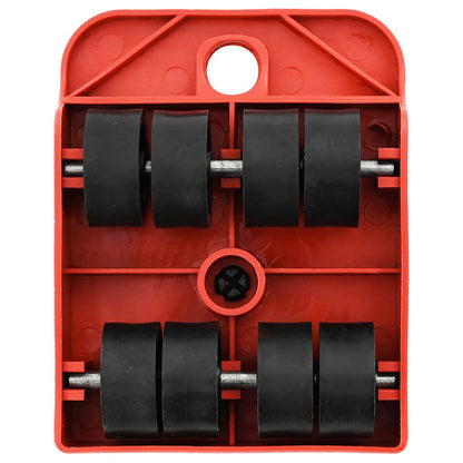 Furniture Rollers 8 pcs with Lifters Red 9.8x7.5x3 cm 150 kg