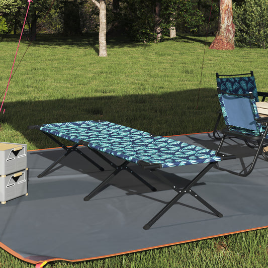 Folding Sun Bed with Carry Bag Leaf Pattern 600D Oxford Fabric