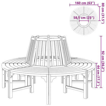 Outdoor Tree Bench Half Round 160 cm Solid Wood Eucalyptus