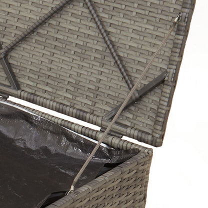 Outdoor Storage Box Grey and Dark Grey Rattan Large Storage