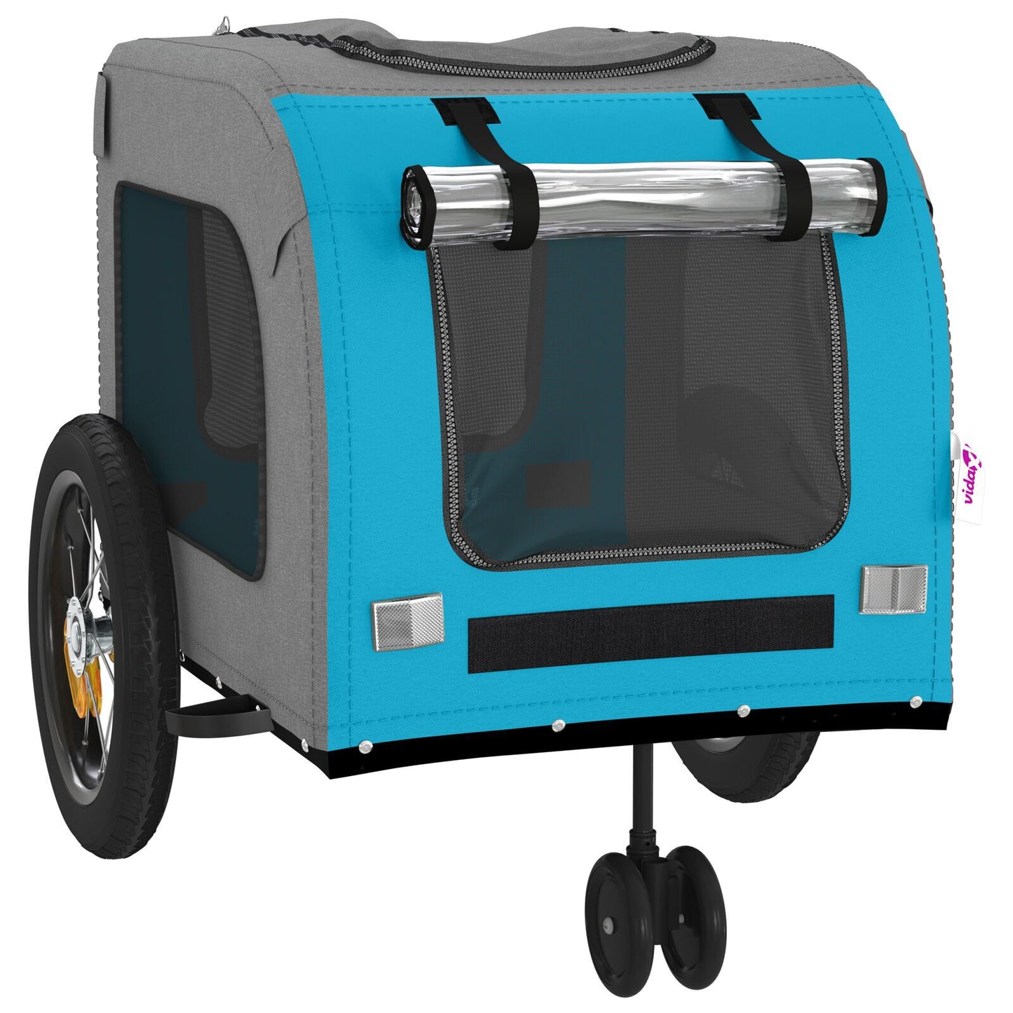 Blue Pet Stroller Blue Polyester, Metal 124 x 53 x 53 cm Foldable