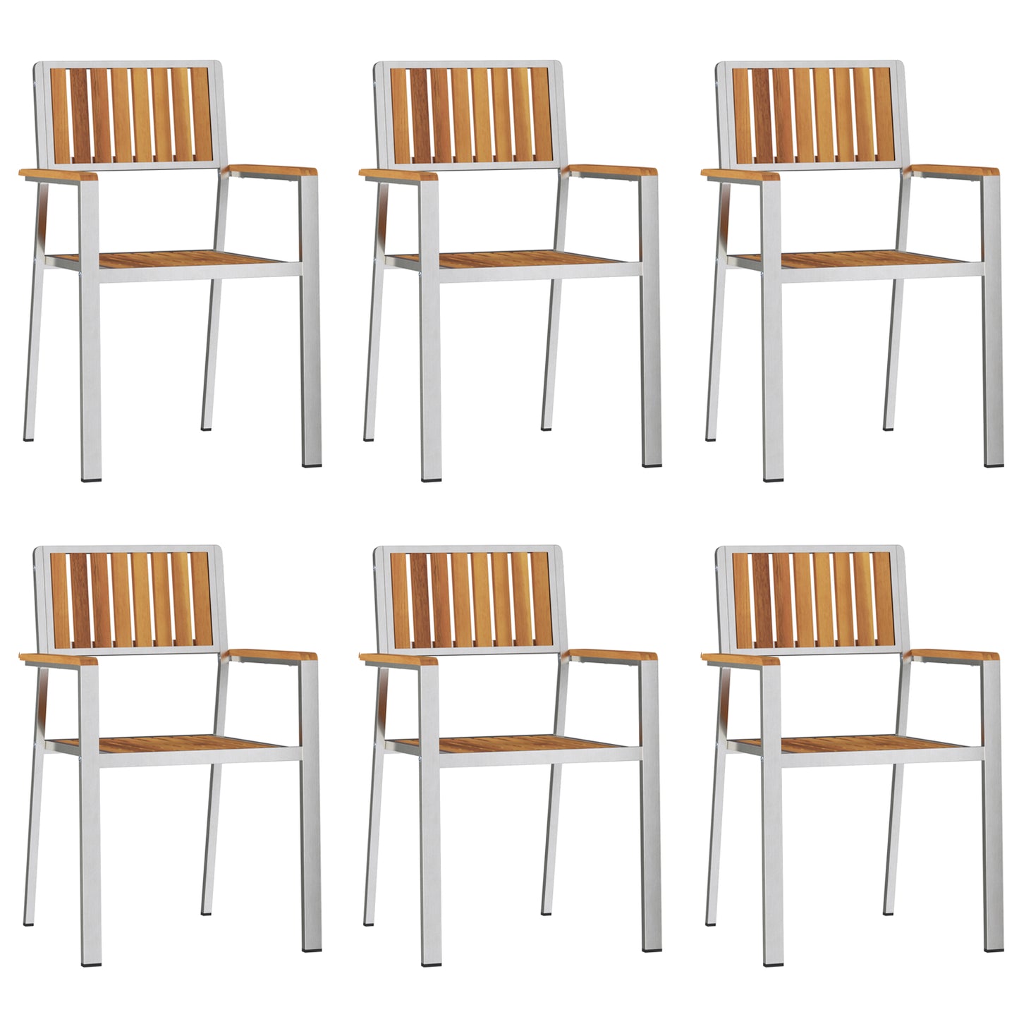 7 Piece Garden Dining Set Solid Wood Acacia, vidaXL Outdoor Dining Table 200x90x74.5 cm Solid Wood Acacia, vidaXL Stackable Garden Chairs 2 pcs Solid Wood Acacia and Metal, vidaXL Stackable Garden Chairs 4 pcs Solid Wood Acacia and Metal