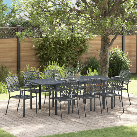 9 Piece Hallway Furniture Set Anthracite Steel, vidaXL Extendable Garden Table Anthracite (140-210)x90x73 cm Steel, vidaXL Garden Chairs 4 pcs Stackable Anthracite Steel