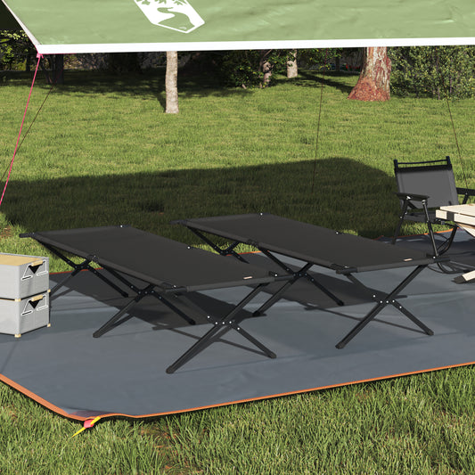 Folding Sun Beds 2 pcs with Carry Bag Black 600D Oxford Fabric