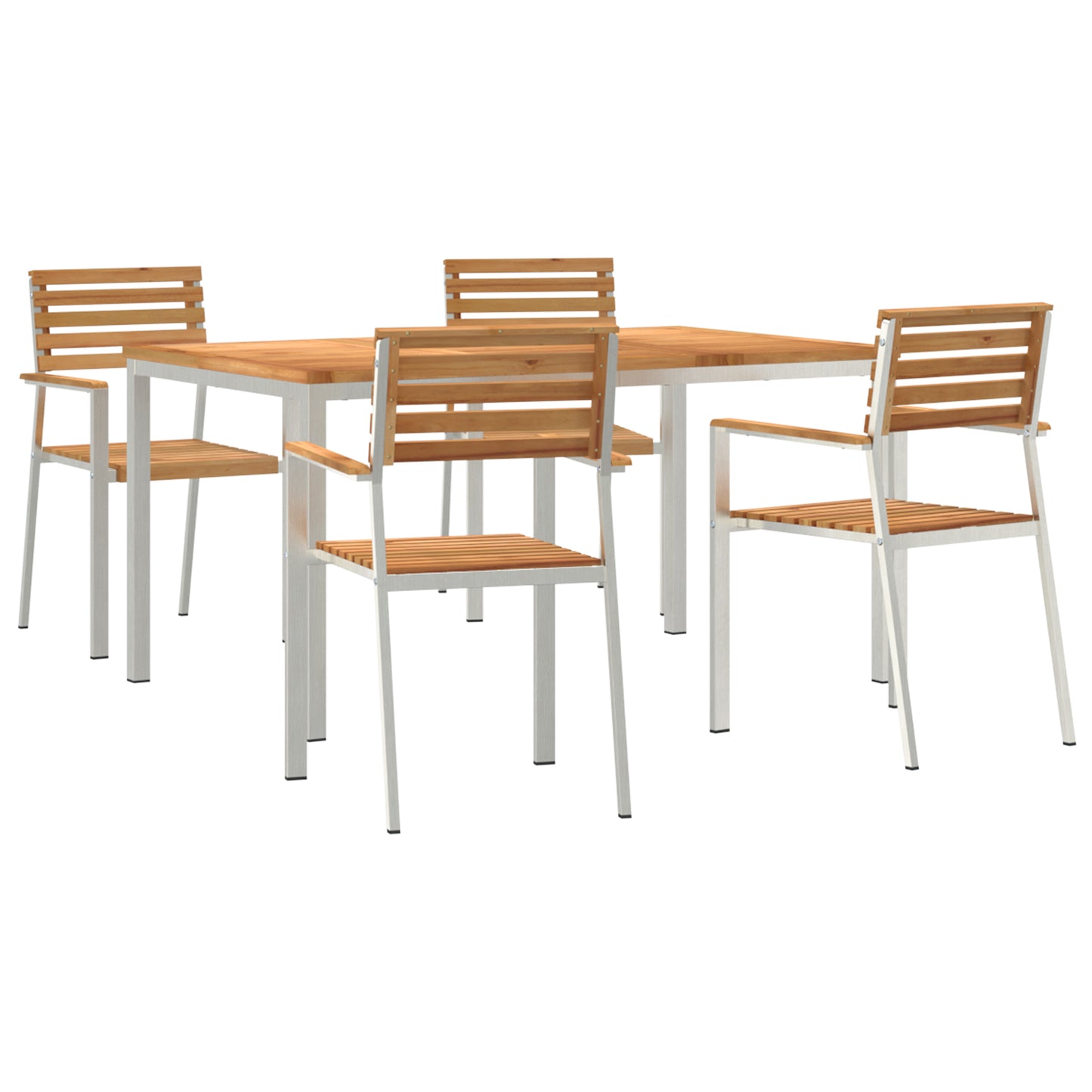 5 Piece Garden Dining Set Solid Wood Teak, vidaXL Outdoor Dining Table 150x90x75 cm Solid Wood Teak, vidaXL Stackable Garden Chairs 4 pcs Solid Wood Teak and Steel