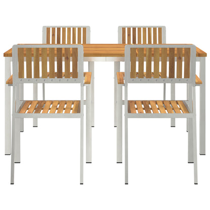 5 Piece Garden Dining Set Solid Wood Acacia, vidaXL Outdoor Dining Table 150x90x75 cm Solid Wood Acacia, vidaXL Stackable Garden Chairs 4 pcs Solid Wood Acacia and Metal