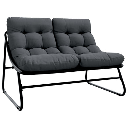 Outdoor Seating Set Dark Grey Metal Frame with Fabric Cushions