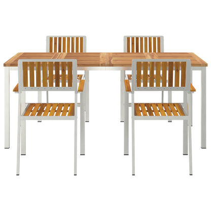 5 Piece Garden Dining Set Solid Wood Acacia, vidaXL Outdoor Dining Table 180x90x75 cm Solid Wood Acacia, vidaXL Stackable Garden Chairs 4 pcs Solid Wood Acacia and Metal