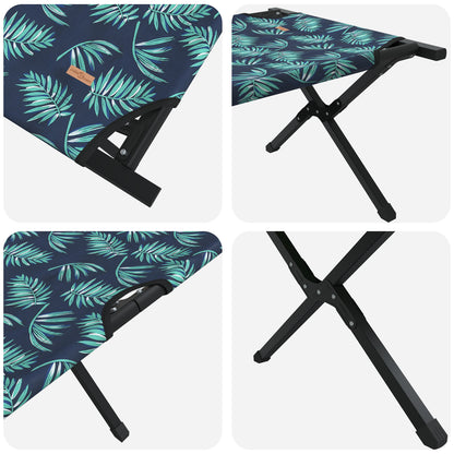 Folding Sun Beds 2 pcs with Carry Bag Leaf Pattern 600D Oxford Fabric