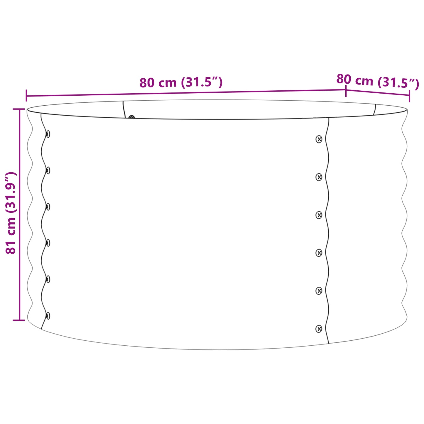 Raised Garden Bed Brown with Wood Look 80x80x44 cm Steel