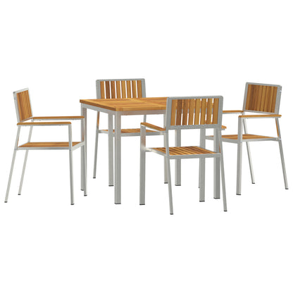 5 Piece Garden Dining Set Solid Wood Acacia, vidaXL Outdoor Dining Table 90x90x74.5 cm Solid Wood Acacia, vidaXL Stackable Garden Chairs 4 pcs Solid Wood Acacia and Metal