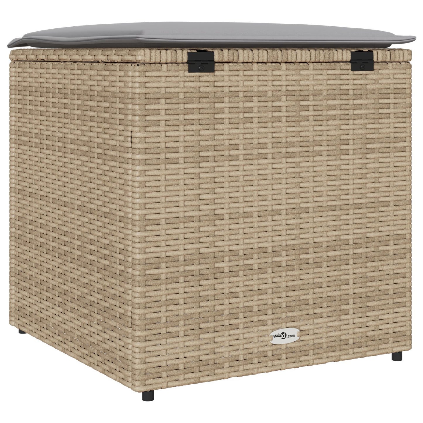 Outdoor Storage Box Beige Synthetic Rattan Medium