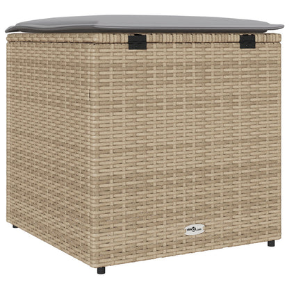 Outdoor Storage Box Beige Synthetic Rattan Medium