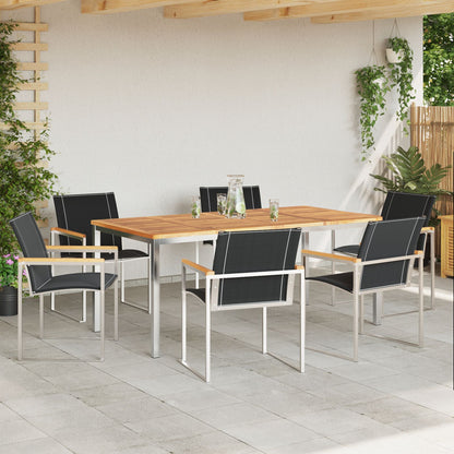 7 Piece Garden Dining Set Solid Wood Acacia, vidaXL Outdoor Dining Table 180x90x75 cm Solid Wood Acacia
