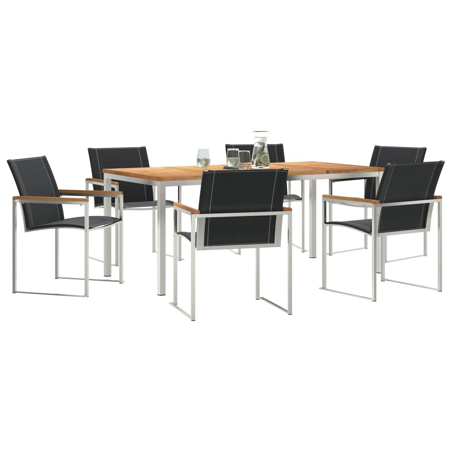 7 Piece Garden Dining Set Solid Wood Acacia, vidaXL Outdoor Dining Table 180x90x75 cm Solid Wood Acacia