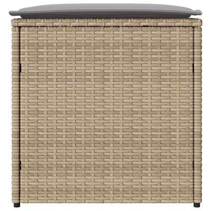 Outdoor Storage Box Beige Synthetic Rattan Medium