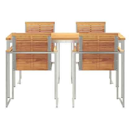 5 Piece Garden Dining Set Solid Wood Teak, vidaXL Outdoor Dining Table 150x90x75 cm Solid Wood Teak