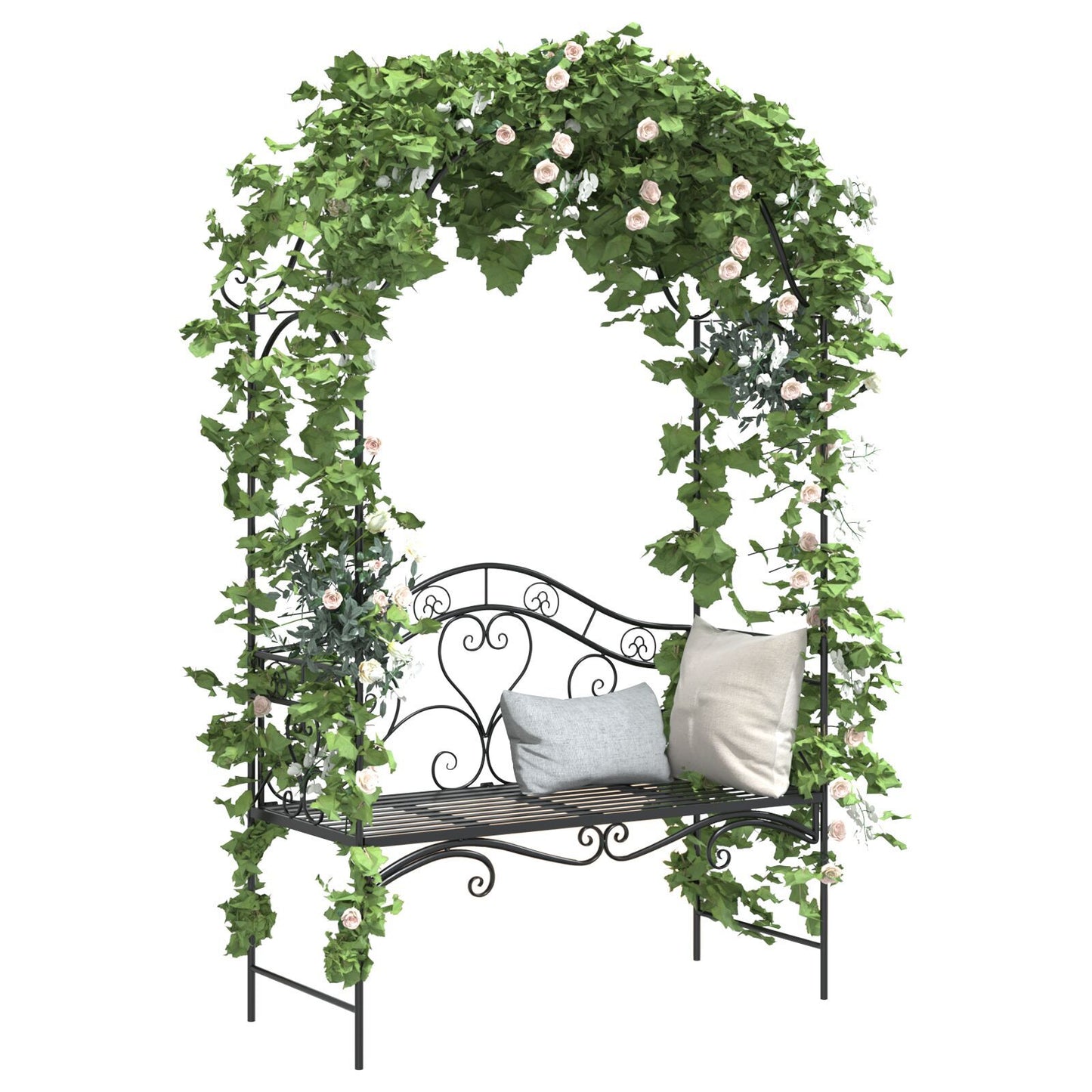 Black Outdoor Bench Black Metal Large Decorative Inlays