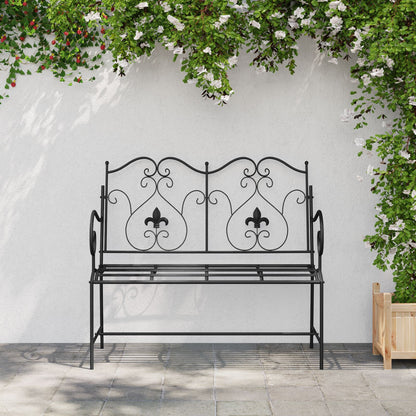 Outdoor Bench Black Metal Standard Tough Outdoor Bench