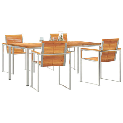 5 Piece Garden Dining Set Solid Wood Acacia, vidaXL Outdoor Dining Table 180x90x75 cm Solid Wood Acacia