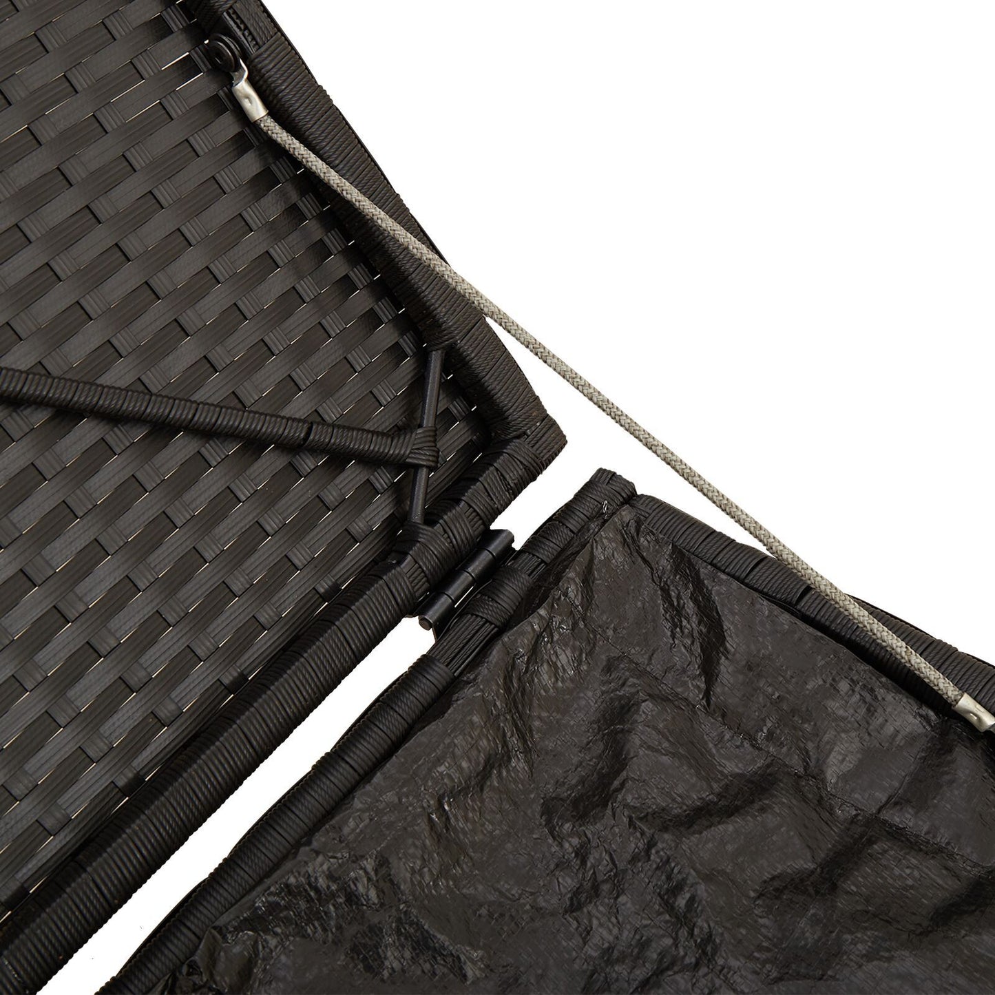Outdoor Storage Box Black and Cream Rattan, Polyester 80 cm