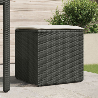 Outdoor Storage Box Black and Cream Rattan, Polyester 80 cm