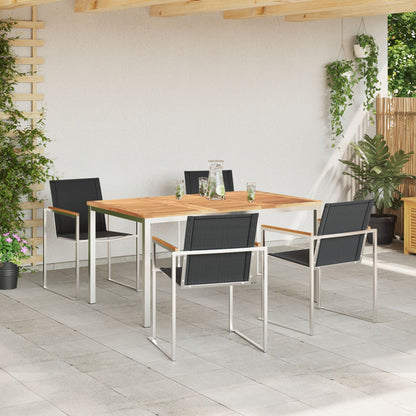5 Piece Garden Dining Set Solid Wood Teak, vidaXL Outdoor Dining Table 150x90x75 cm Solid Wood Teak