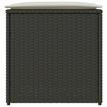 Outdoor Storage Box Black and Cream Rattan, Polyester 80 cm