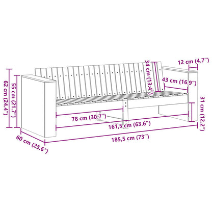 Garden Sofa 3-Seater White Wood Medium Durable Outdoor Sofa