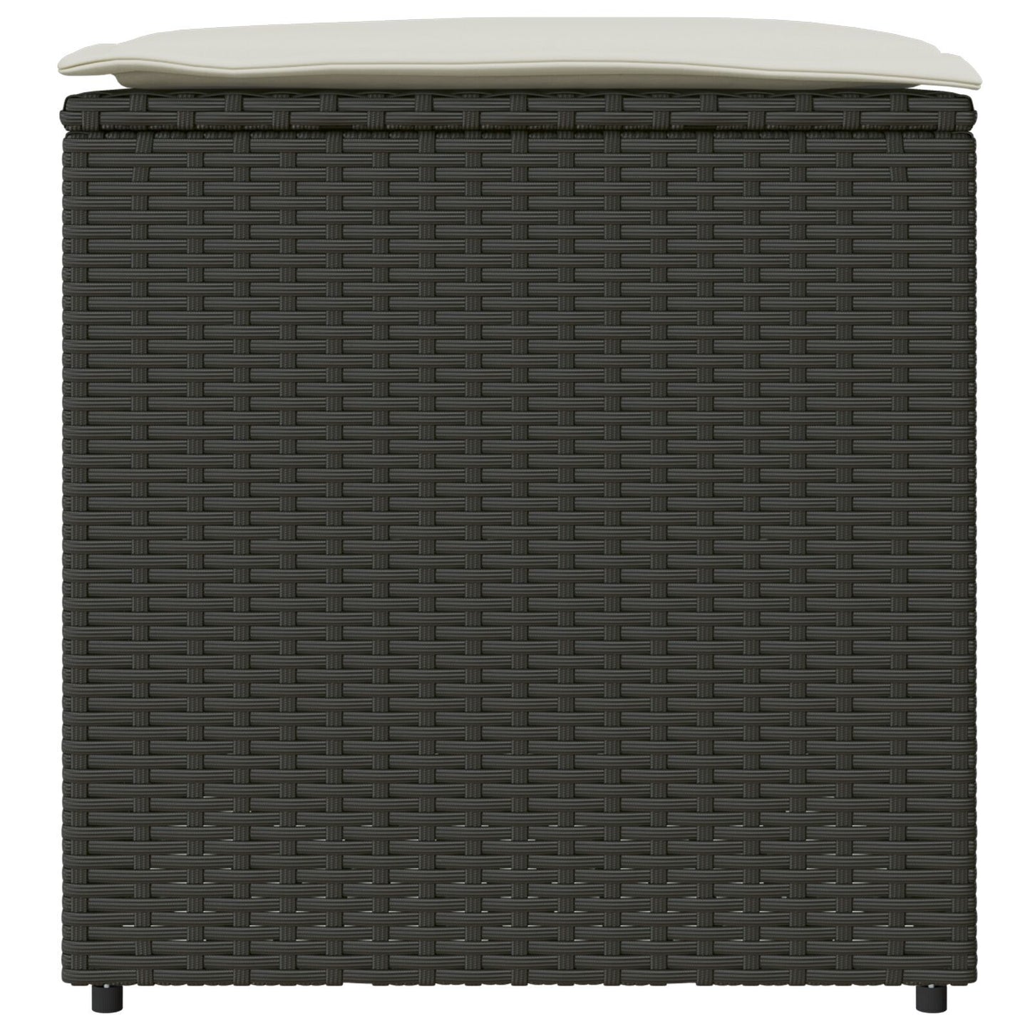 Outdoor Storage Box Black and Cream Rattan, Polyester 80 cm