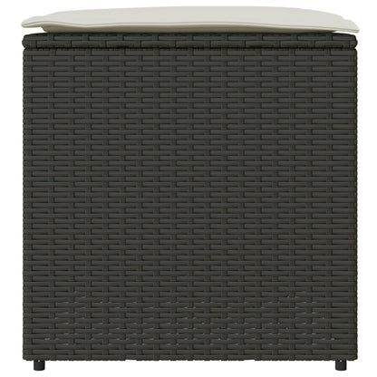 Outdoor Storage Box Black and Cream Rattan, Polyester 80 cm