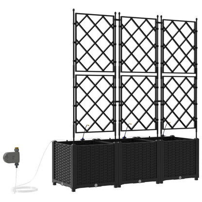 Garden Planters with Water Irrigation System 3 pcs Black