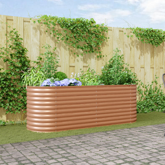 Brown Raised Garden Bed - Wood Look 240x80x81 cm Steel