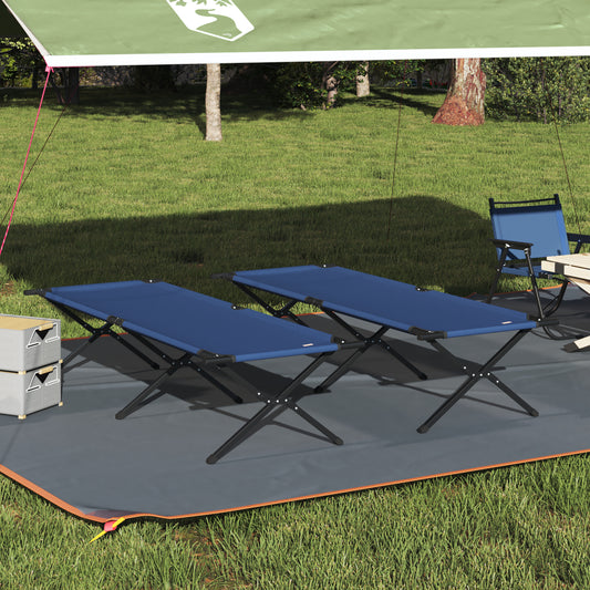 Folding Sun Beds 2 pcs with Carry Bag Blue 600D Oxford Fabric