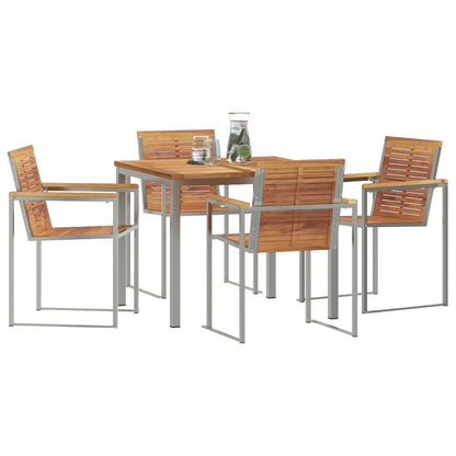 5 Piece Garden Dining Set Solid Wood Teak, vidaXL Outdoor Dining Table 90x90x74.5 cm Solid Wood Teak