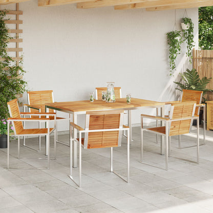 7 Piece Garden Dining Set Solid Wood Teak, vidaXL Outdoor Dining Table 150x90x75 cm Solid Wood Teak
