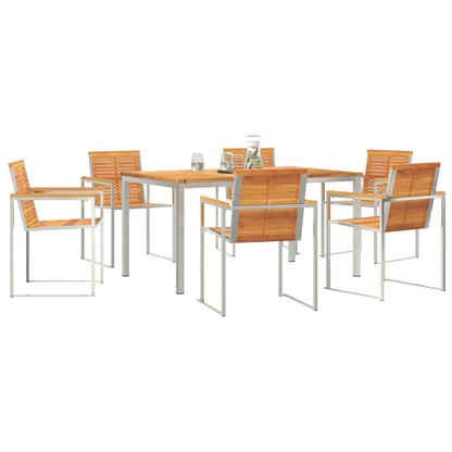 7 Piece Garden Dining Set Solid Wood Acacia, vidaXL Outdoor Dining Table 180x90x75 cm Solid Wood Acacia