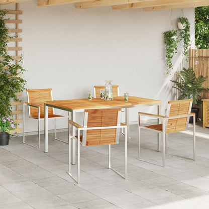 5 Piece Garden Dining Set Solid Wood Teak, vidaXL Outdoor Dining Table 150x90x75 cm Solid Wood Teak